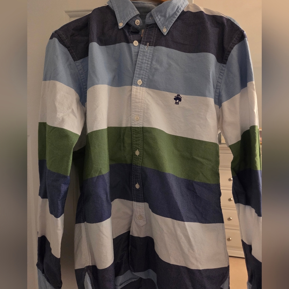 Brooks Brothers Blue and Green Striped Shirt